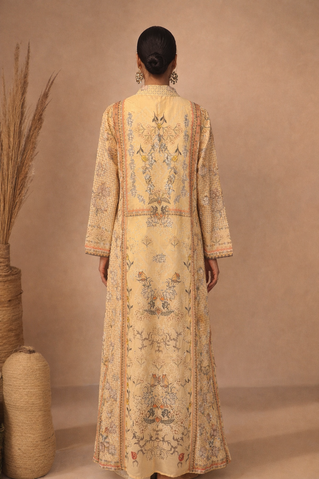 Ayla Beaded Organza Linen - Kaftan