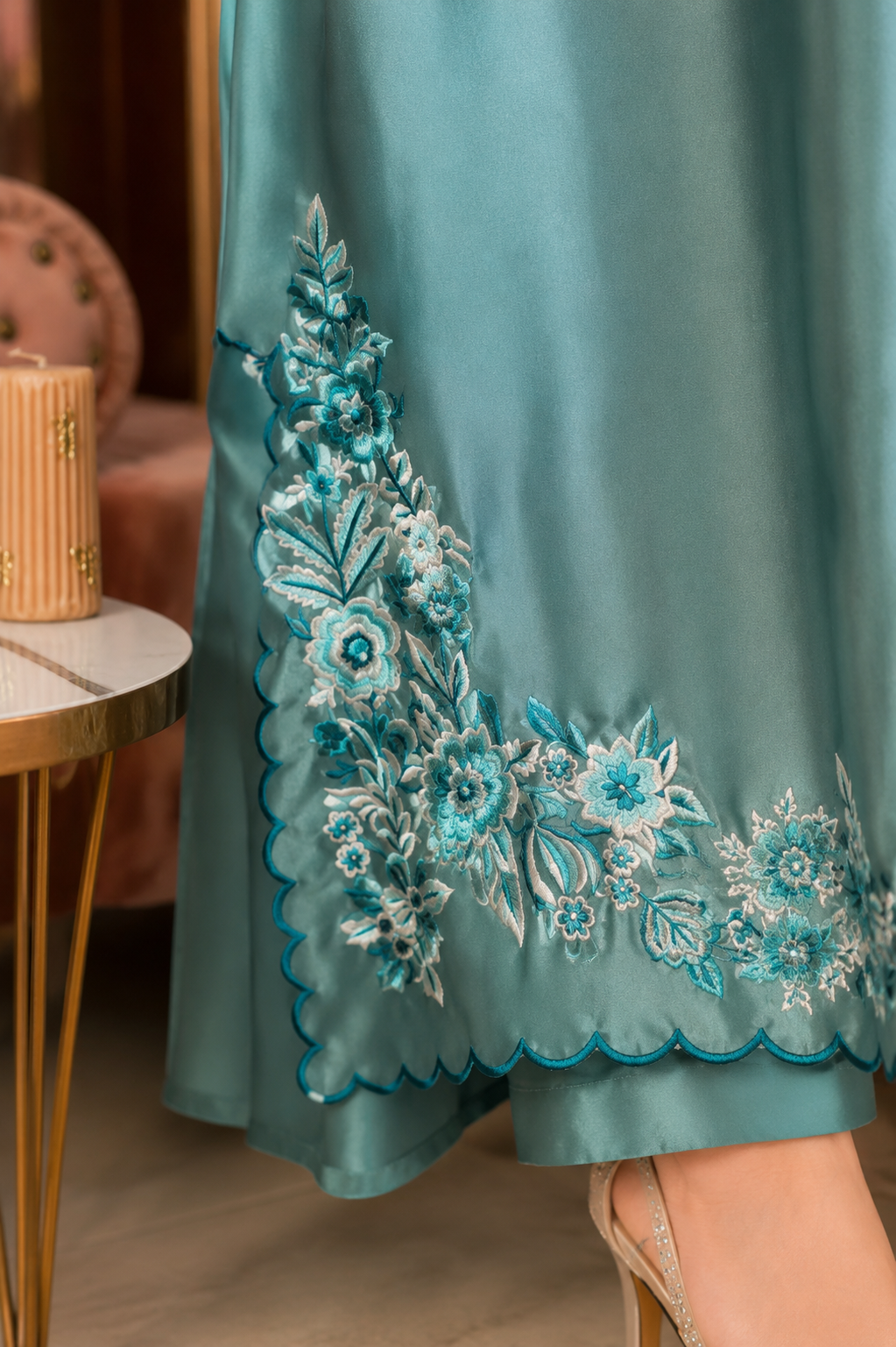 Aqua Nior – Russian Silk Embroidered Kaftan