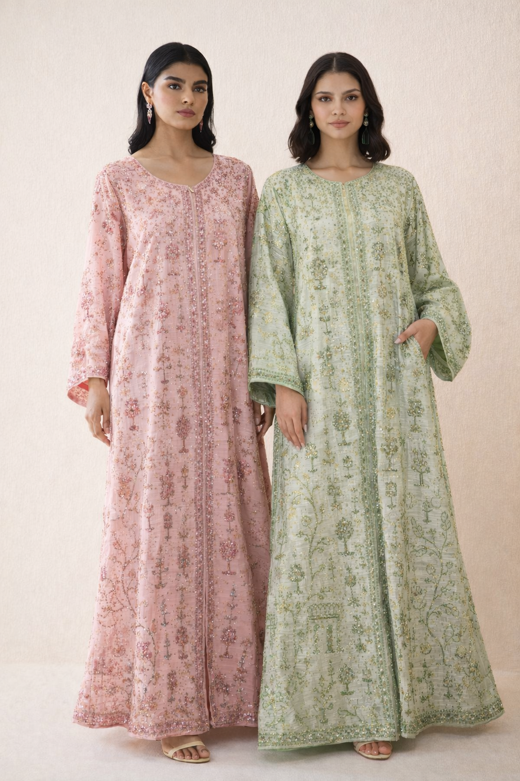 Zehra Beaded Organza Linen - Kaftan