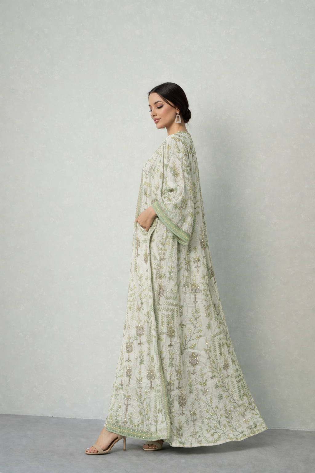 Zehra Beaded Organza Linen - Kaftan