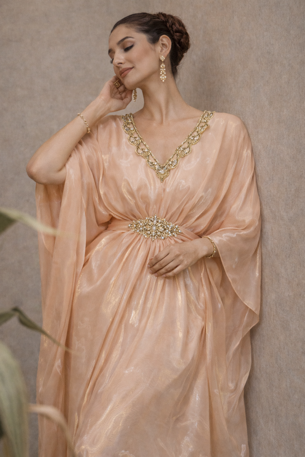 Peach Gold Kaftan