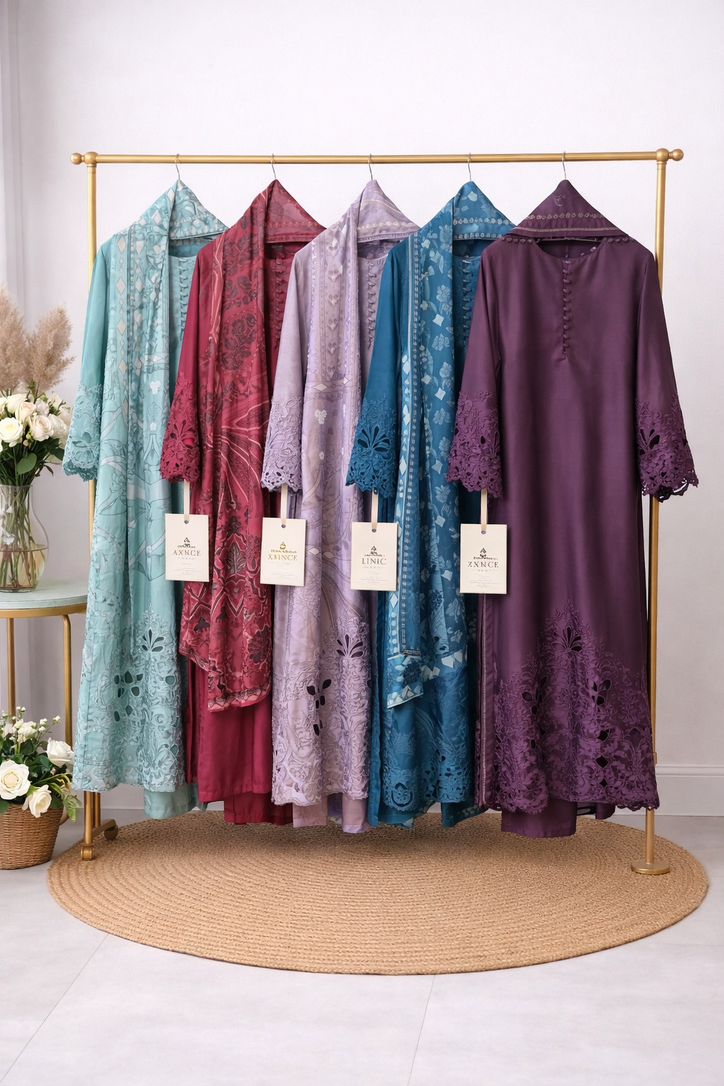 Pure Korean Silk 3-Piece Cutwork Set